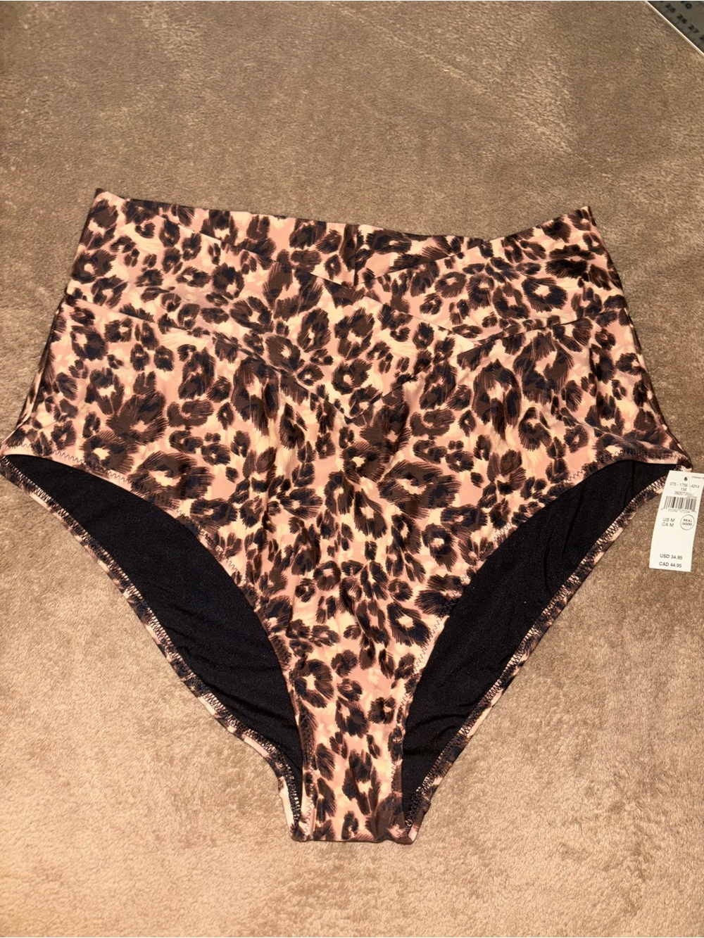 Aerie High-Waist Leopard Print Bikini Bottoms - Brown & Tan Size Medium